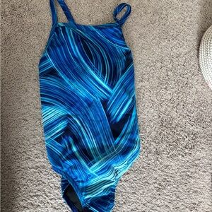 Speedo endurance girls / youth Blue Striped Swimsuit
